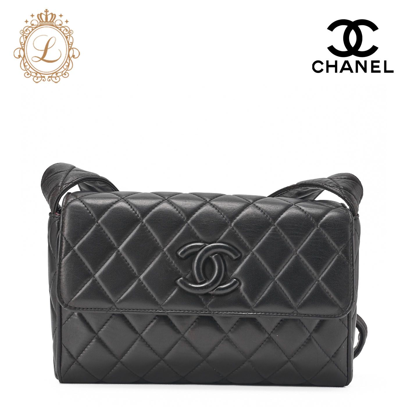 CHANEL シャネル マトラッセ チェーンショルダーバッグ ラムスキン 黒 ココマーク オーブラック ゴールド金具 レディース バッグ レディース SS
