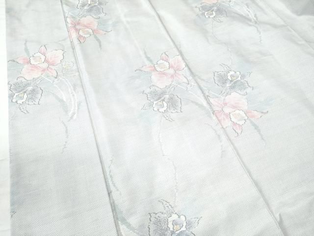 平和屋着物○本場大島紬 白大島 7マルキ 総絣 カトレア 藤絹織物謹製  