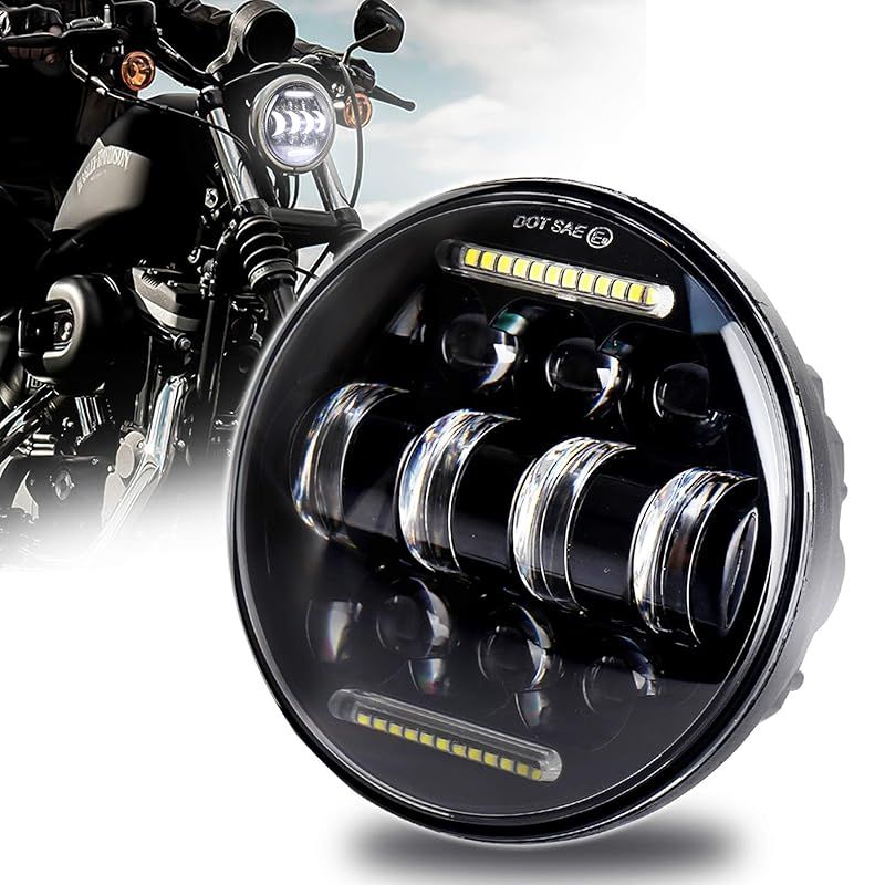 【在庫セール】5.75インチ LEDヘッドライト ハーレー ダビッドソン 用 66Ｗ 高輝度 6000K 防水 IP67 Hi/Lo切り替えDRL機能付き ledフォグ 車検対応 1