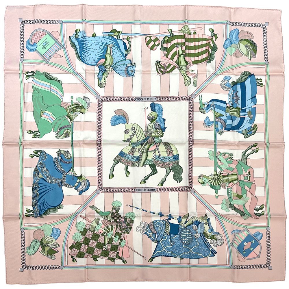 エルメス HERMES スカーフ カレ90 CHOCS EN PLUMES 羽飾りの激突