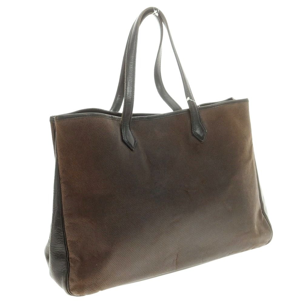 シセイ Cisei キャンバス レザー トートバッグ ダークブラウンxブラック W42xH30.5xD16 メンズ