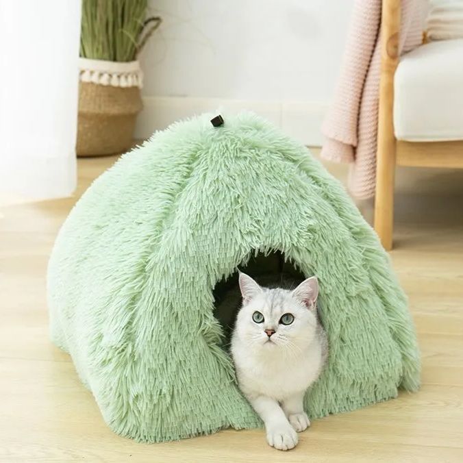 猫ハウス 冬 猫用ベッド ドーム型 ペットベッド ペットハウス 猫ハウス 犬ベッド 寝床 面白い 猫 犬 ペット ペット用品 厚み 保温防寒 快適 柔らかい おしゃれ ふわふわ 暖かい もこもこ あったか ぐっすり眠れる lingmiao08