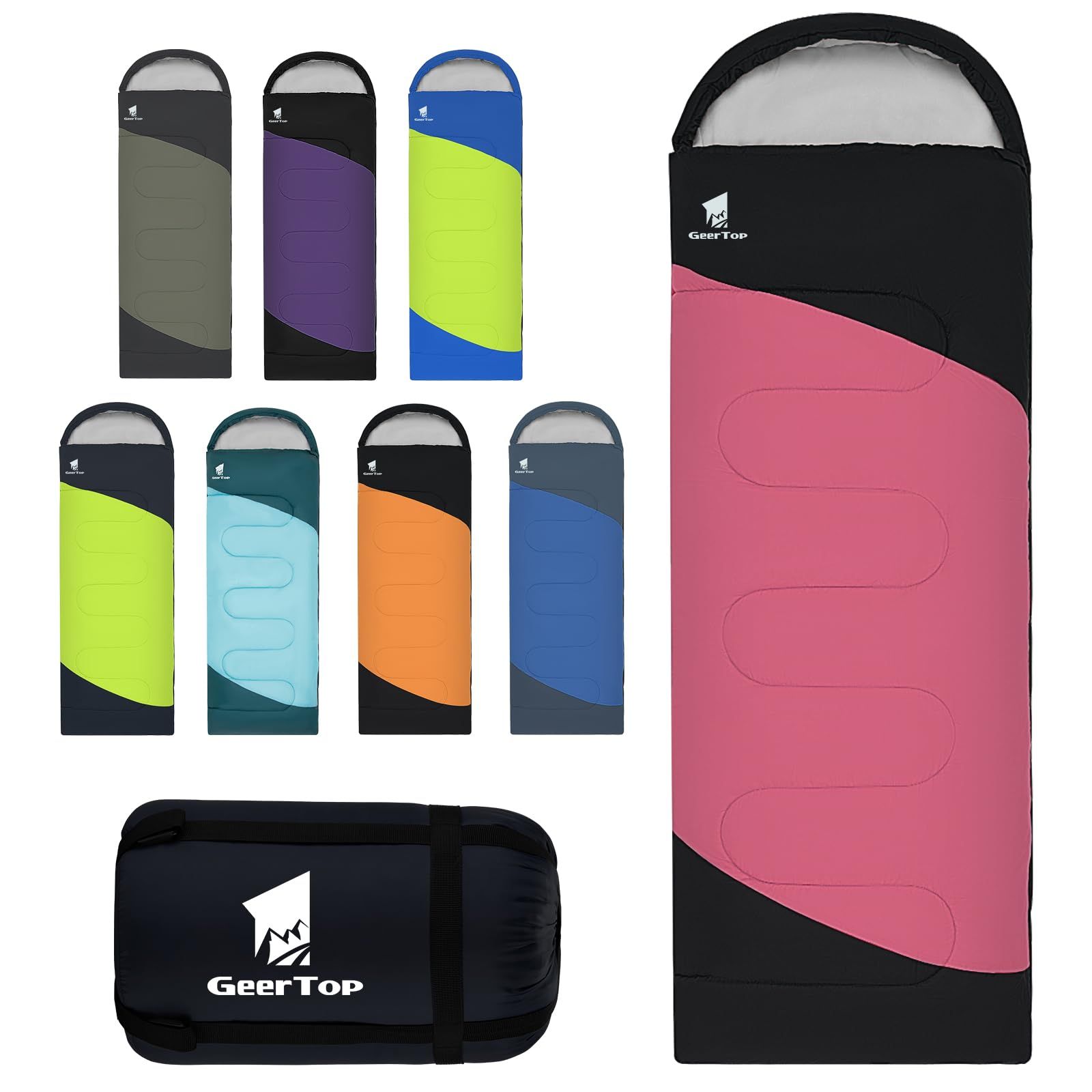 【人気商品】Geer Top 寝袋 シュラフ コンパクト 軽量 多機能 丸洗い可能 中綿 保温 防寒 暖かい 撥水 通気性 封筒型 アウトドア キャンプ 登山 車中泊 防災 避難 来客用 収納袋付き