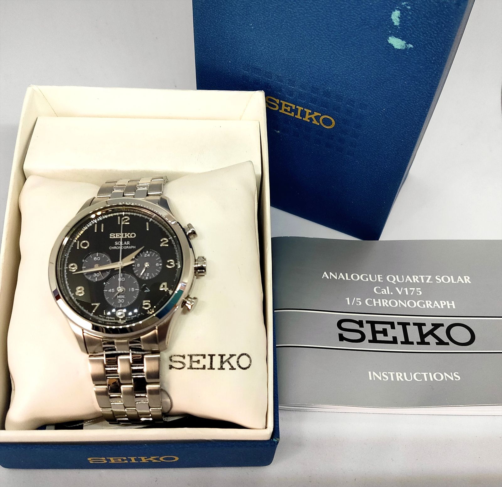 セイコーSEIKO/SOLARソーラークロノグラフ BLACK 未使用 100m