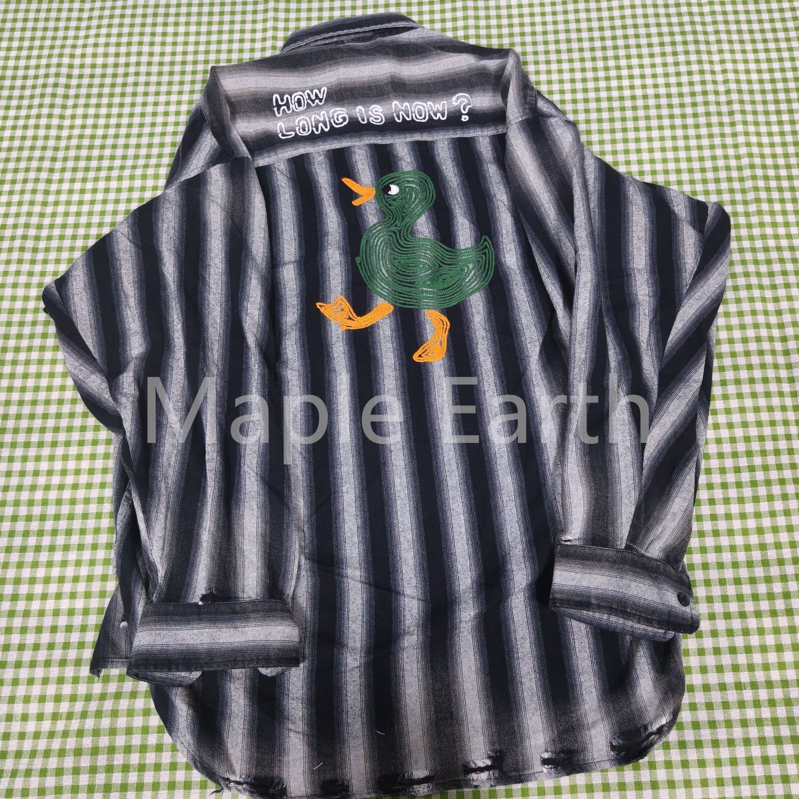 MIHARA YASUHIRO アヒル刺繍 ストライプシャツ 長袖 サイズ2 Y102