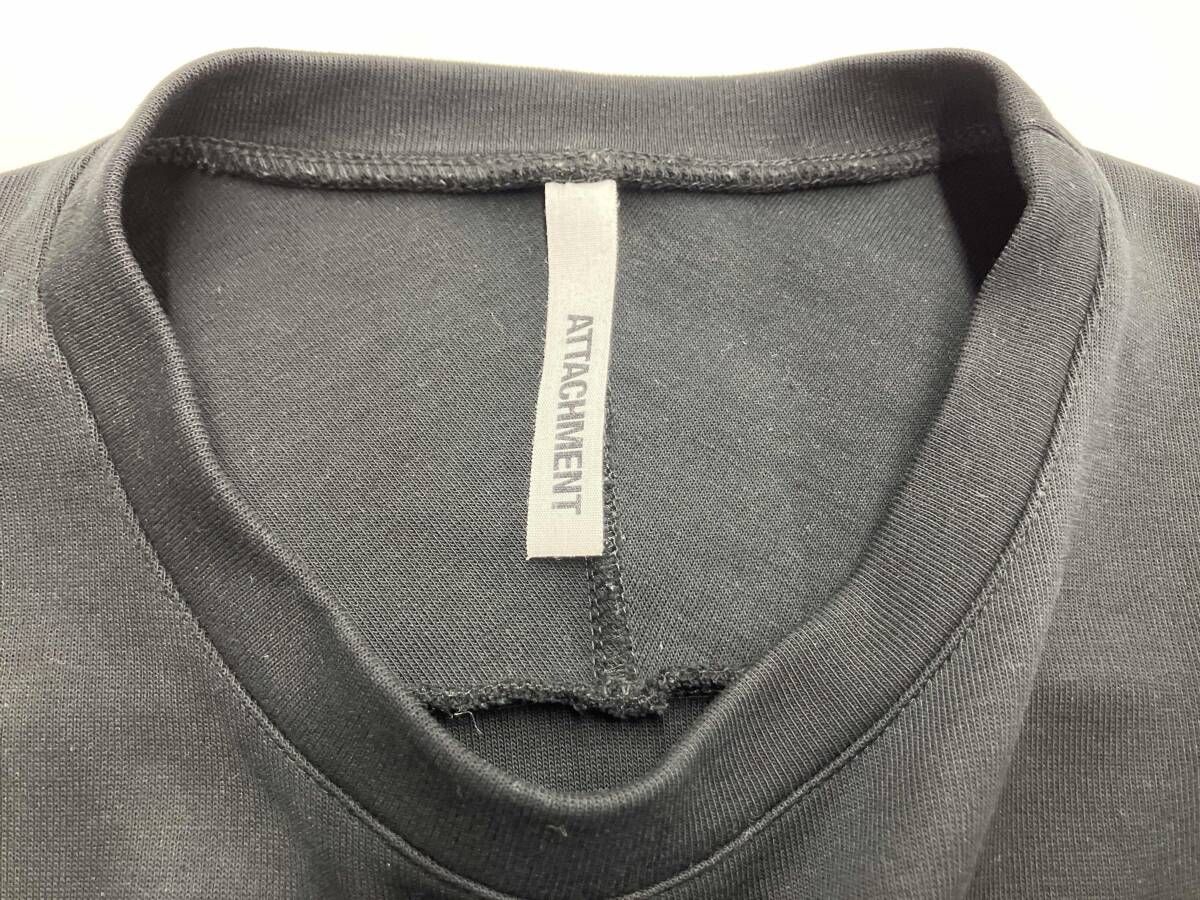 BIG SALE！ ATTACHMENT スウェット アタッチメント クルーネック ポケットあり トレーナー ブラック サイズ2 万全な