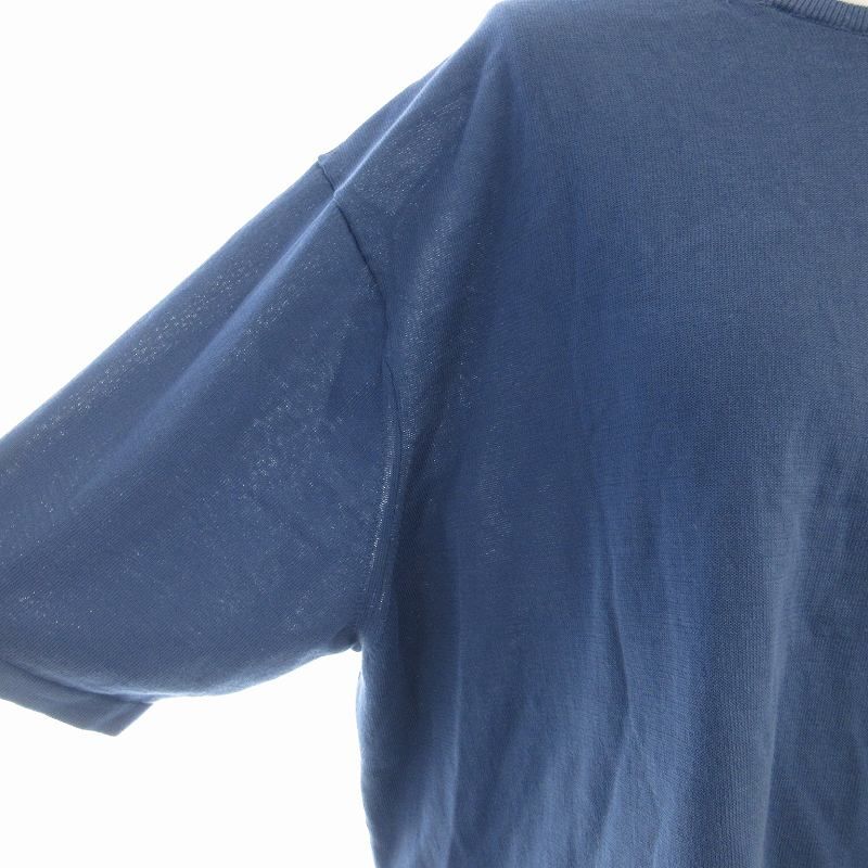 FRAMeWORK◆ICE COTTON クロップドTOPS/Tシャツ/FREE/コットン/BLU/23080220303020 フレームワーク Framework ICE COTTON クロップドTOPS ニット