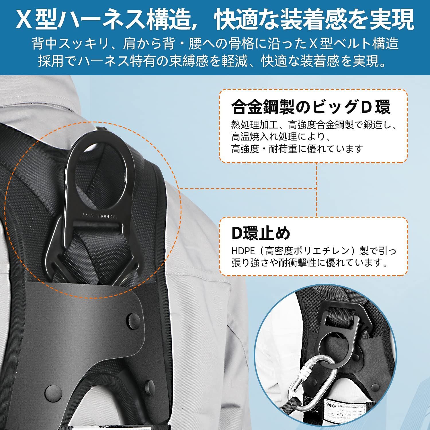 新規格適合フルハーネス 外壁洗浄などの一般高所作業安全帯
