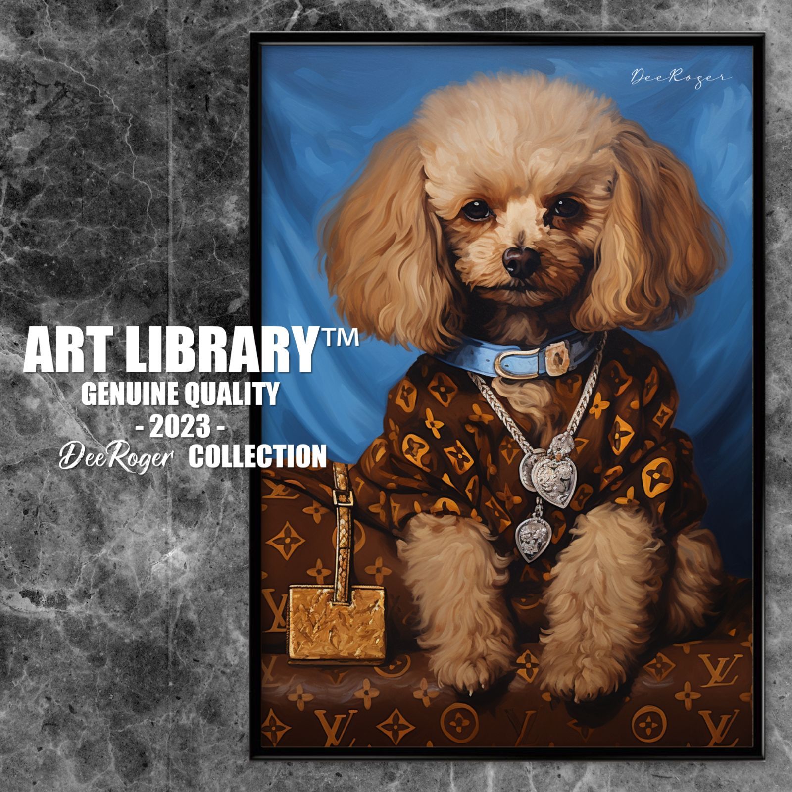 Louis Vuitton Dog Art 額付き ドッグ アートポスター 犬 トイ・プードル ラウンジで待ち合わせ♪ - メルカリ