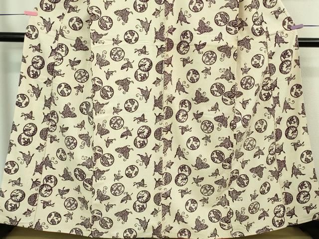 平和屋本店□極上 浦野理一 経節紬 舞蝶花丸文 逸品