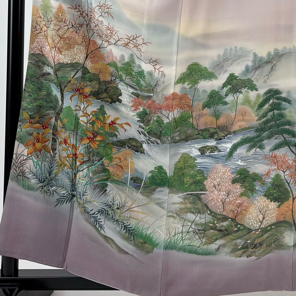 バイセル 着物 名品 付下げ 緑 風景 松 藤 山並み 金彩 ぼかし 正絹 袷 160.5cm Mサイズ ☆☆☆☆ 50％OFF｜えびす講セール｜期間限定中古 付下げ レディース 正絹