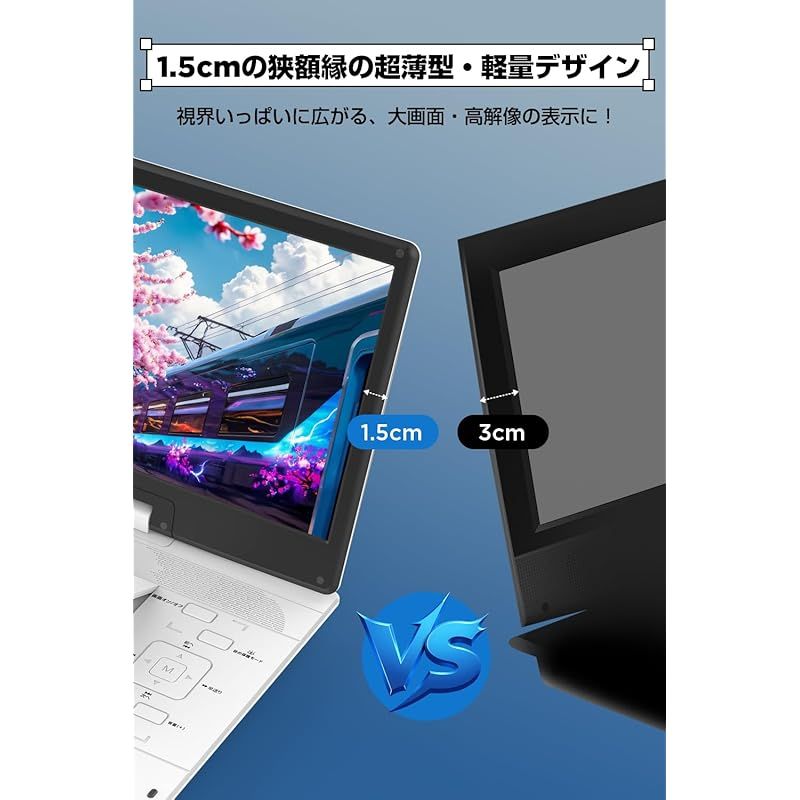新登場 目の保護モード搭載 15.6インチ液晶 ポータブルDVDプレーヤー 超大画面 狭額縁 DVDプレーヤー ポータブル 1366*768 5000mAh大容量 6時間連続再生 リージョンフリー レジューム機能 270°回転＆前後180°反 0