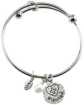 Cathedral Art PRB171 Communion Silver Bangle with Blessed Charm Adjustable by Cathedral Art