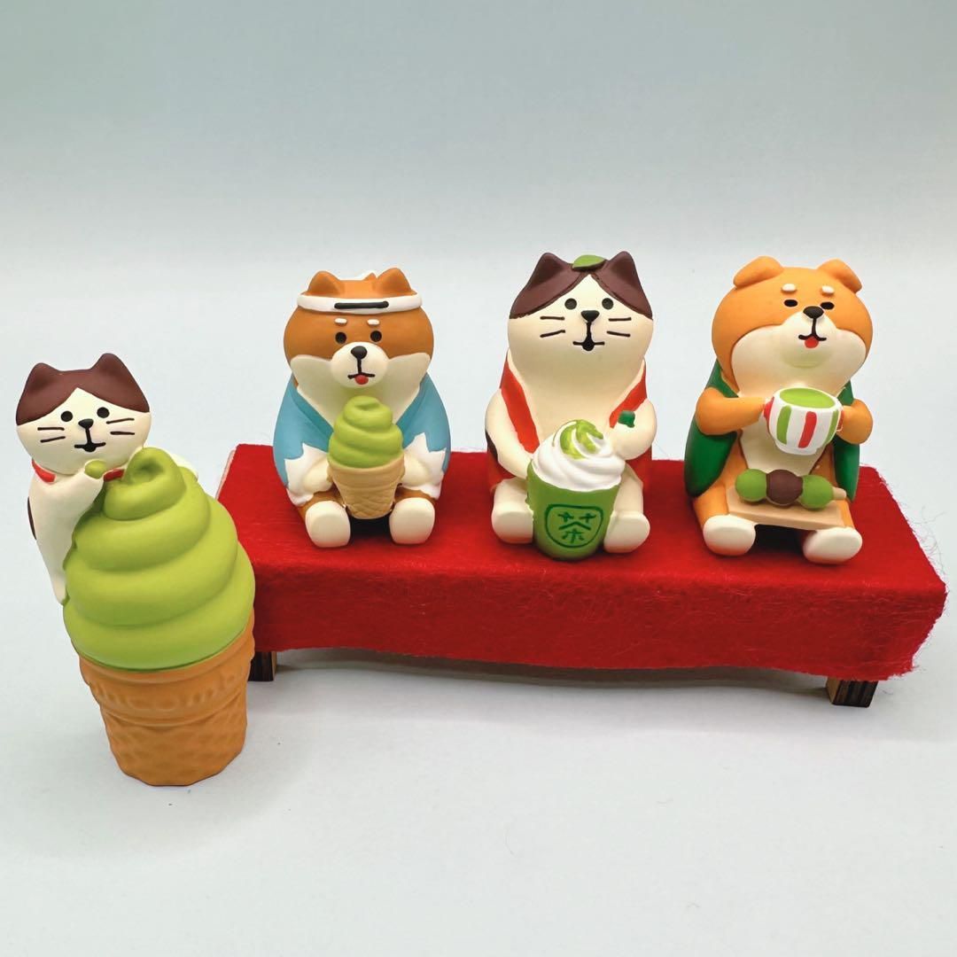 デコレ　ちび猫抹茶ソフト＆新撰組わんこ＆抹茶ラテ猫＆いっぷくわんこ＆茶屋の縁台
