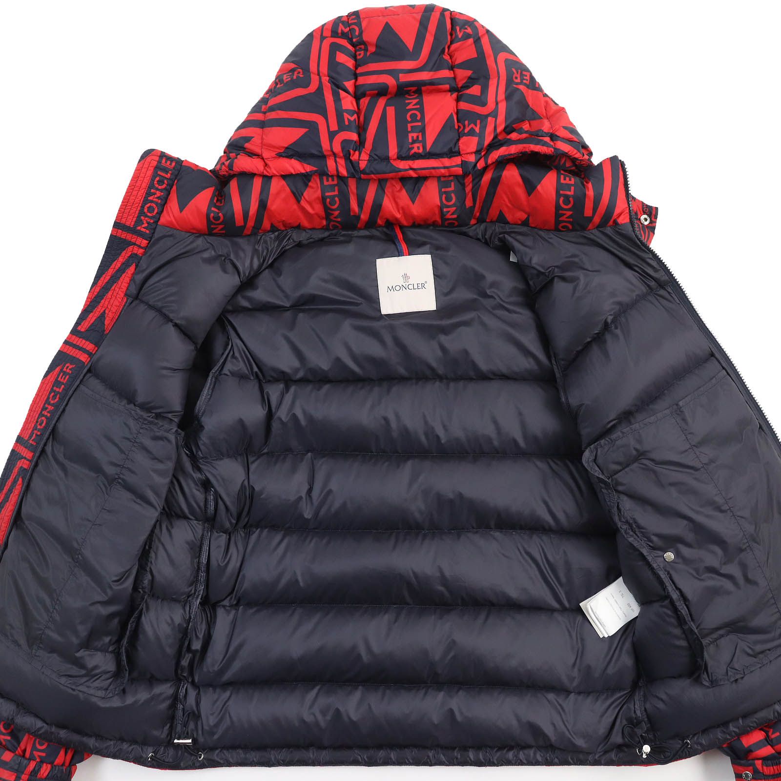 MONCLER フード付きダウンジャケット ネイビー/レッド