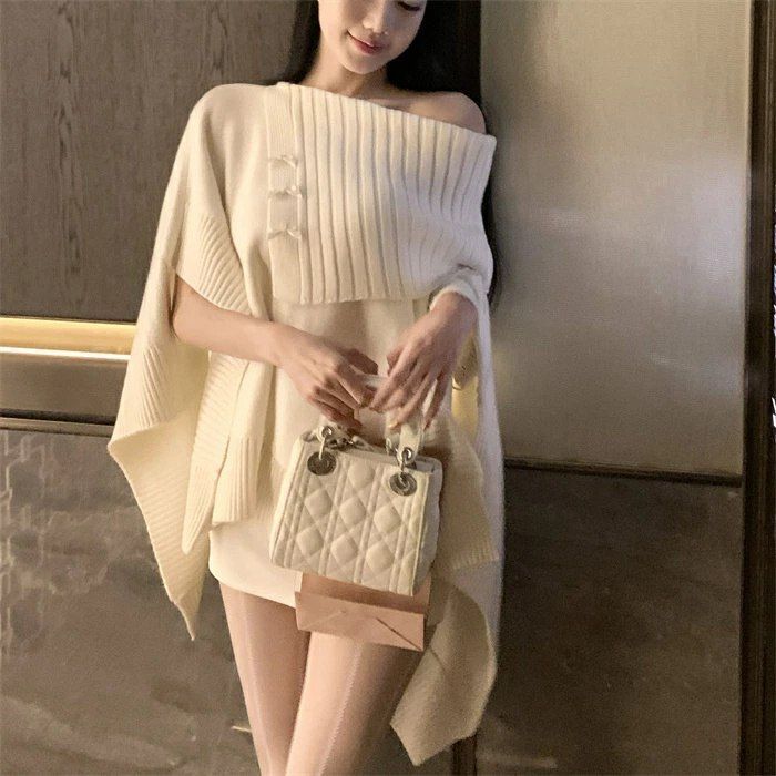 ニットポンチョ ゆったり トップス ハイネック ニット 秋冬 チュニックニット ポンチョ マント レディース タートルネック ニット トップス ドルマンスリーブ ニットポンチョ ゆったり トップス ハイネック ニット 秋冬