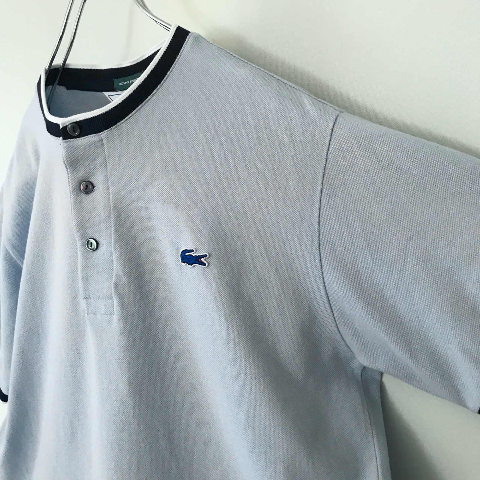 ラコステ LACOSTE☆SHIPS別注☆鹿の子ヘンリーネックTシャツ☆復刻青 