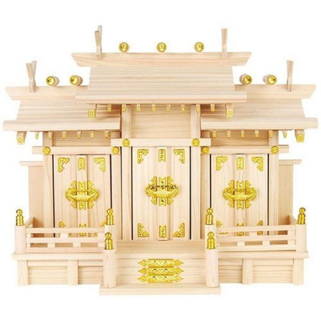 神棚の里 静岡木工 屋根違い神棚三社明津 小 神棚