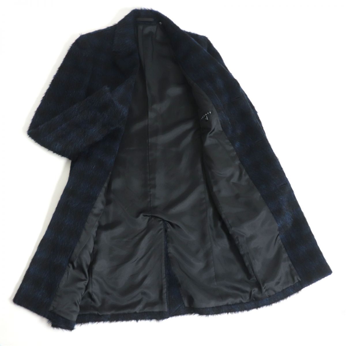 【Theory】セオリーアルパカモヘア混 チェック チェスターコートS 極美品□Theory/セオリー チェック柄 アルパカ・モヘア混 フライ