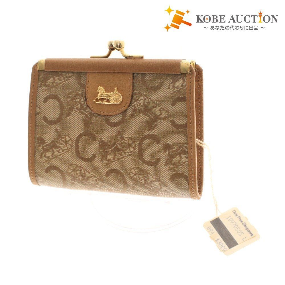 CELINE セリーヌ 財布 コインケース 小銭入れ ウォレット がま口 ゴールド金具 レディース ベージュ系
