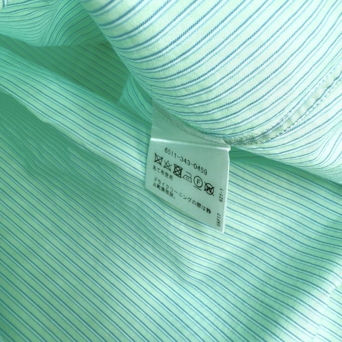 シャルベ Charvet フリルシャツ ストライプ チェック ライトブルーグリーン 送料無料 i0619a00452 中古 古着 ブランド古着DB シャルベ Charvet フロントフリルノーカラーシャツ ブラウス