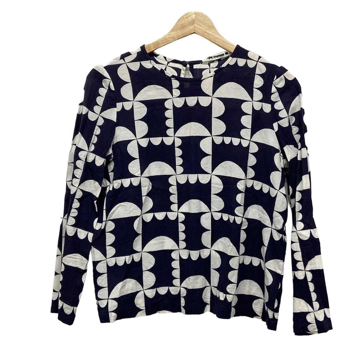 mina perhonen ミナペルホネン 長袖カットソー サイズ36 S レディース - ネイビー×白