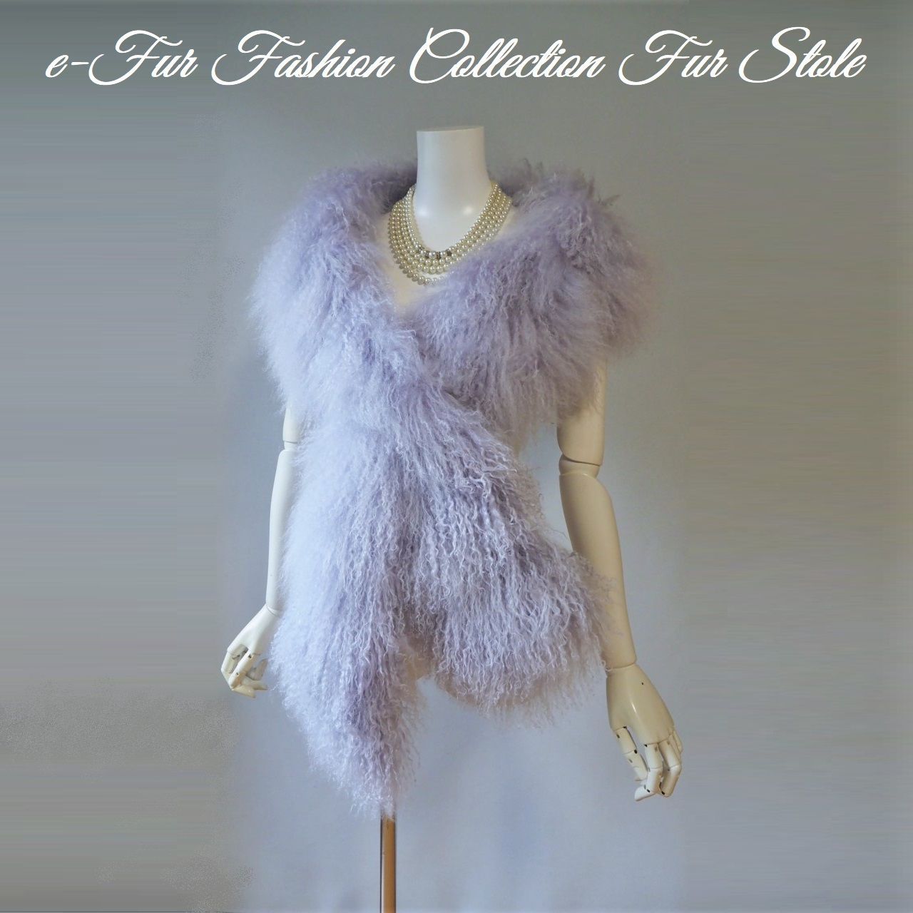媚びない甘さ☆ラベンダーチベットラムファーロングマフラーポケット付