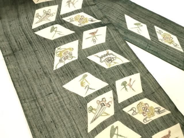 平和屋着物*夏物 九寸名古屋帯 型染 宝尽くし文 春夏秋冬 正絹 DAAX8964cm