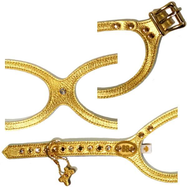 バディーベルト ハーネス 5号 GOLD NUGGET ゴールドナゲット スワロフスキークリスタル付 小型犬 ペット レザー 本革 BUDDYBELT バディベルト 犬用 胴輪 リングハーネス メガネハーネス ボディベルト バディーベルト正規輸入代理店 正規店