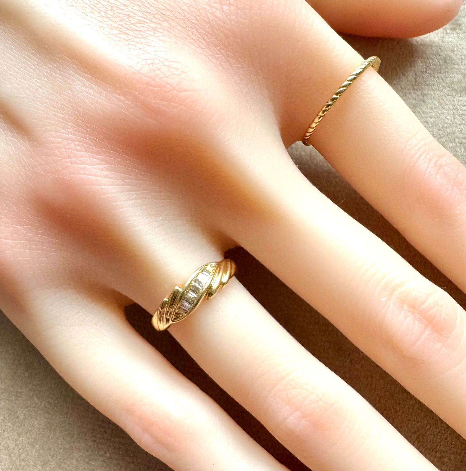 ジュエリーマキ◇K18YG*11号*テーパーカットダイヤモンドリング  