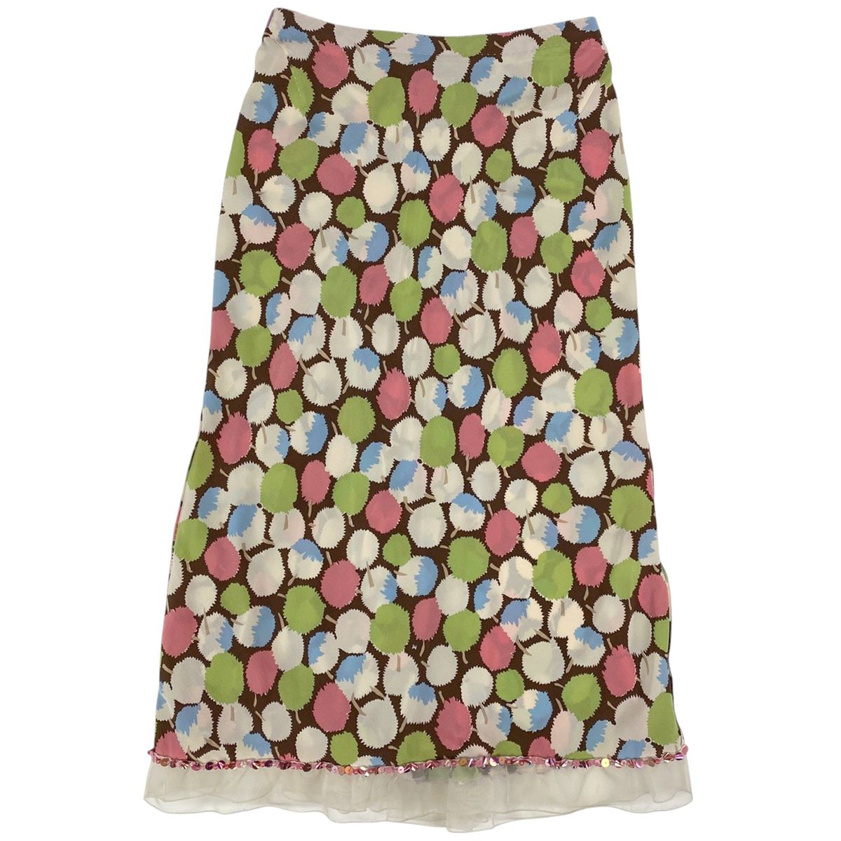 ルイ ヴィトン Louis Vuitton ボタン デザイン スカート スパンコール フ ボトムス スカート シルク マルチ レディース