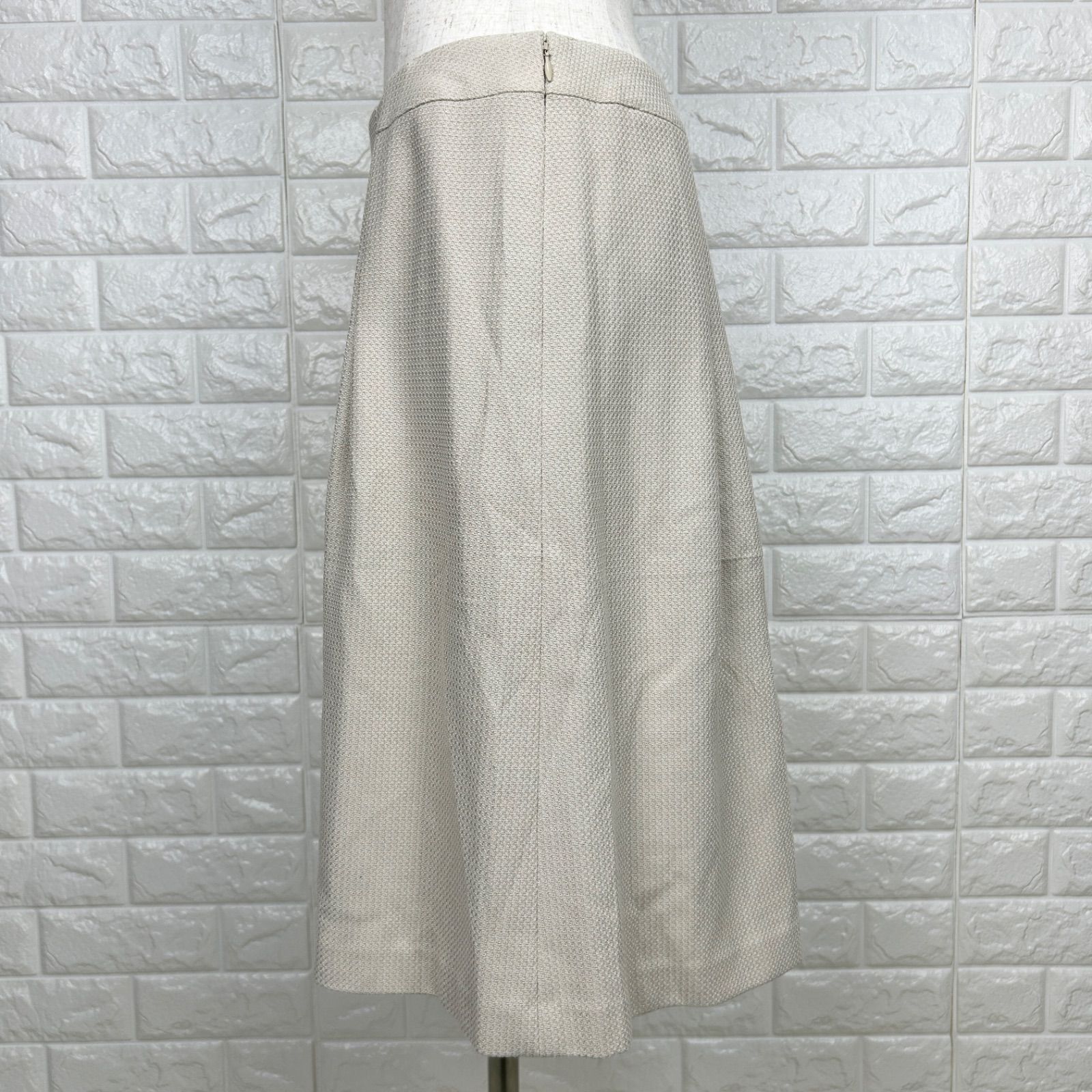 ANAYI アナイ 38 フレアスカート ベージュ ジャカード 日本製 上品