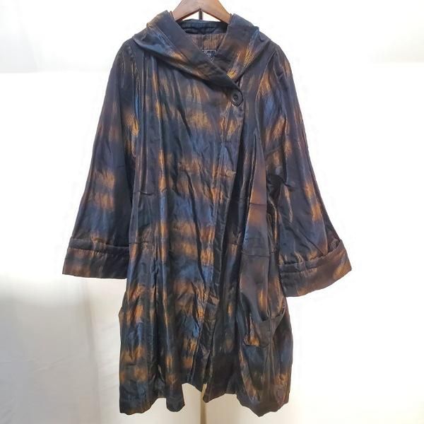 wnc エイココンドウ EIKO KONDO コート 42 黒 茶 総柄 光沢 大きい