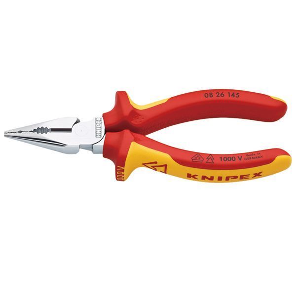 KNIPEX クニペックス 1000V絶縁ニードルノーズペンチ 全長145mm 0826-145