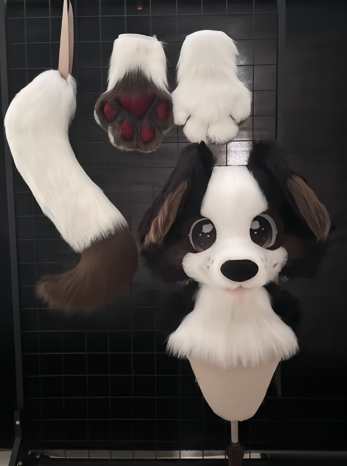 ファースーツ 着ぐるみセット NO.178 ブラック 犬 ケモノ ファースーツ 全頭ヘッド ぬいぐるみ コスプレ コスチューム