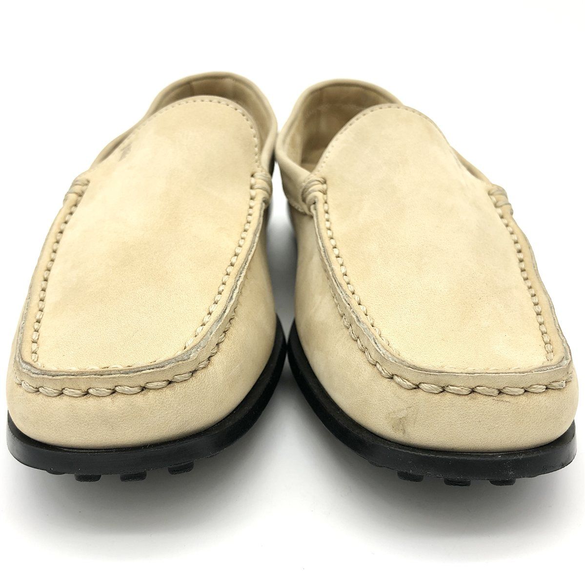美品⭐️TOD'S ベージュ スエード ドライビングシューズ TOD'S ドライビングシューズ スエード ロゴ スクエアトゥ
