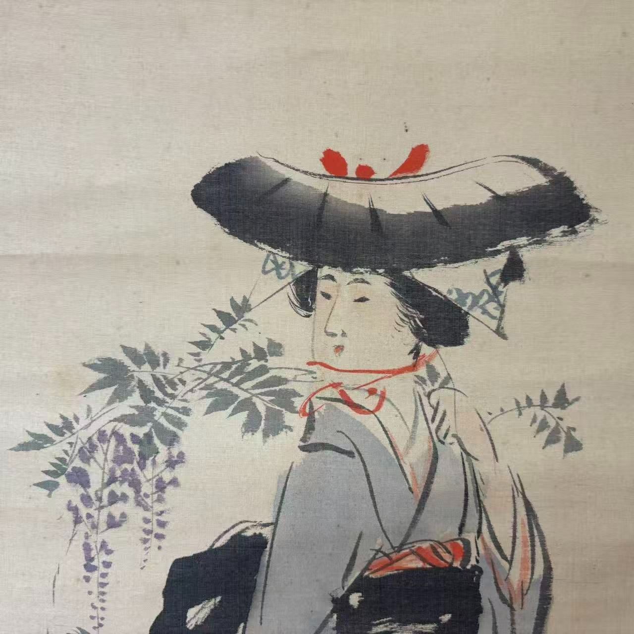 青木 桂岳作 美人画 水墨画 掛軸 箱付き 落款あり 美術品 絵画