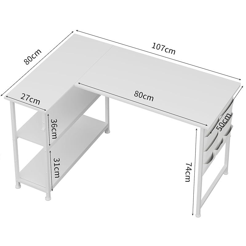 Alebert デスク 机 L字デスク パソコンデスク「メーカー一年」 幅107cm