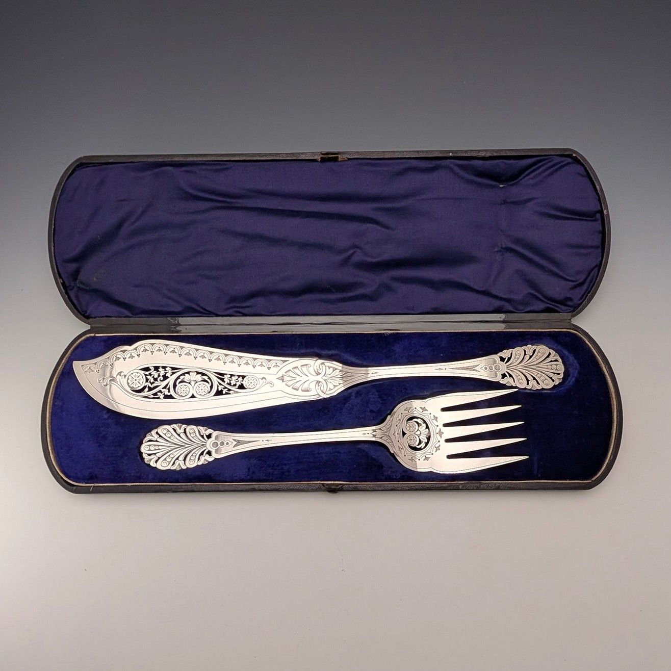 1895年頃 英国アンティーク シルバープレート製 フィッシュサーバーペア Mappin&Webb 英国アンティーク シルバープレート製 フィッシュサーバーセット