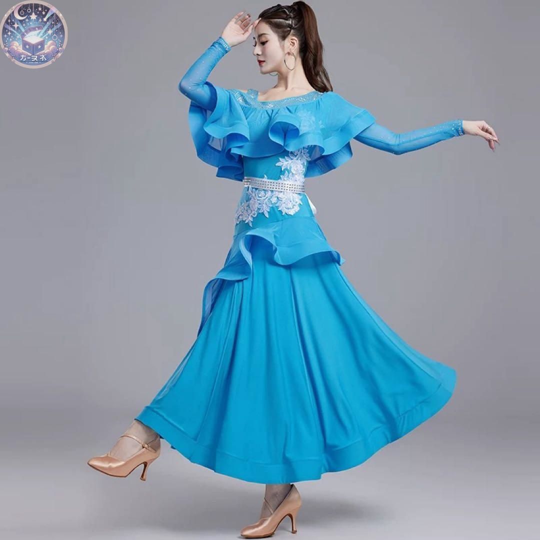 25年新作 新品未使用 ストーン付きスタンダード練習着ワンピースダンス