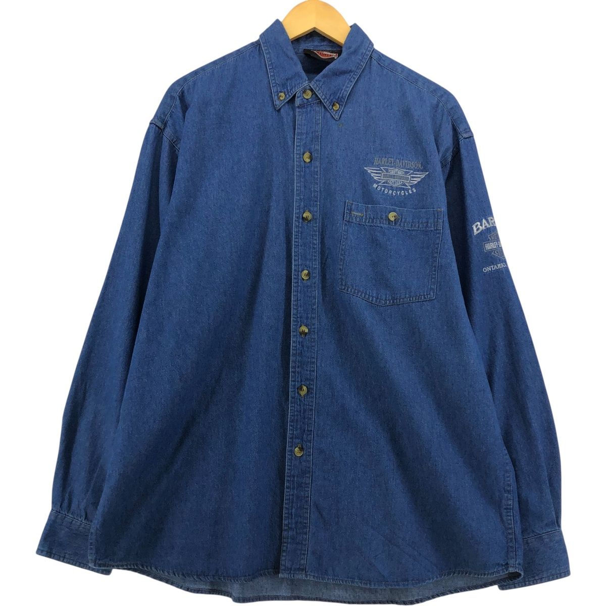 古着 ハーレーダビッドソン Harley-Davidson 長袖 ボタンダウンデニム