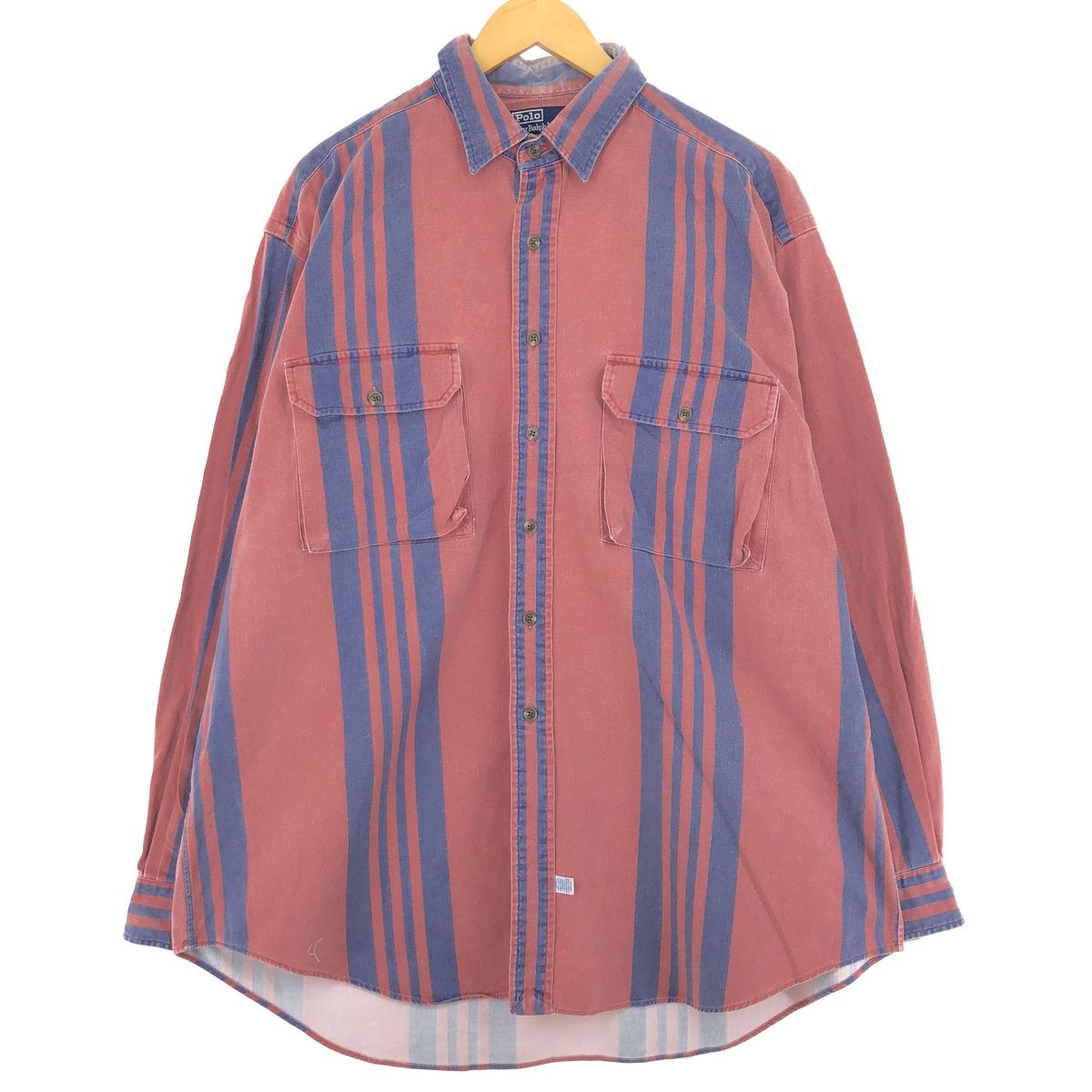 古着 ラルフローレン Ralph Lauren ストライプ柄 長袖 デニムシャツ メンズXL/eaa431334