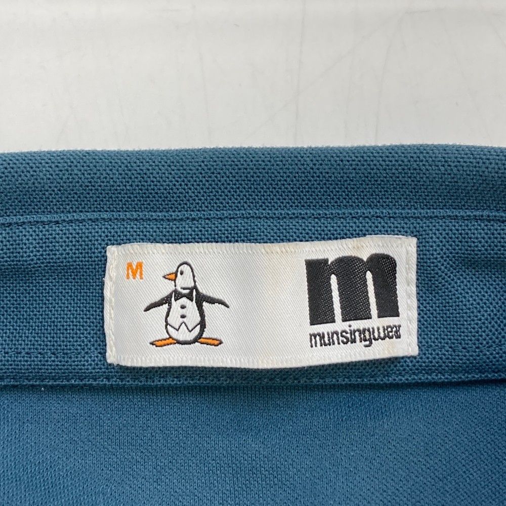 サイズ：M MUNSING WEAR マンシングウェア  半袖ポロシャツ ロゴプリント  ネイビー系 [240101431115] ゴルフウェア メンズ ストスト Munsingwear マンシングウェア 半袖ポロシャツ ネイビー×白 胸