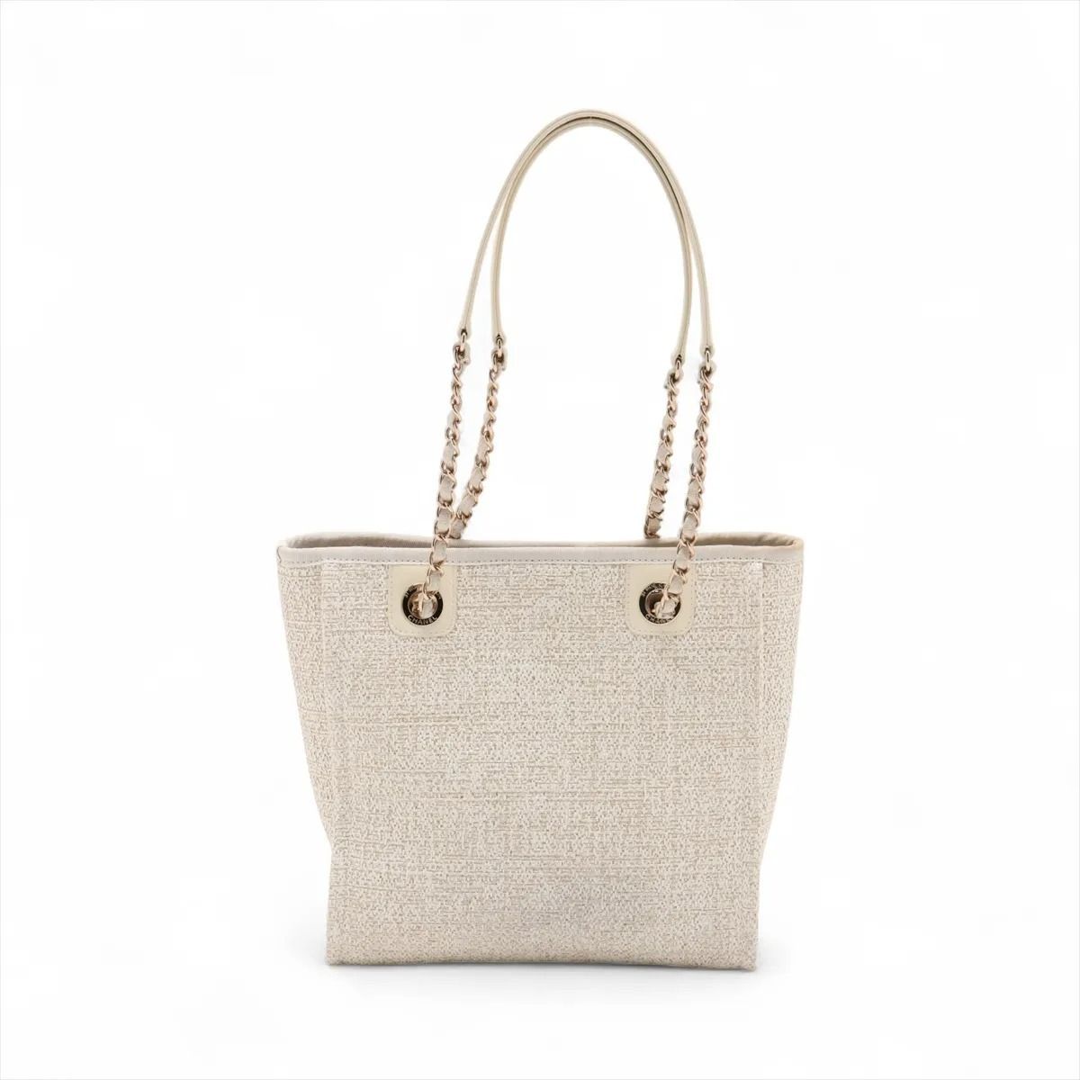 CHANEL シャネル ドーヴィルPM ツイードxレザー チェーントートバッグ