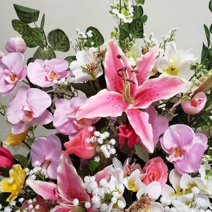 造花胡蝶蘭・百合MIXアレンジAR139[高80cm×幅55cm]光触媒コーティング 
