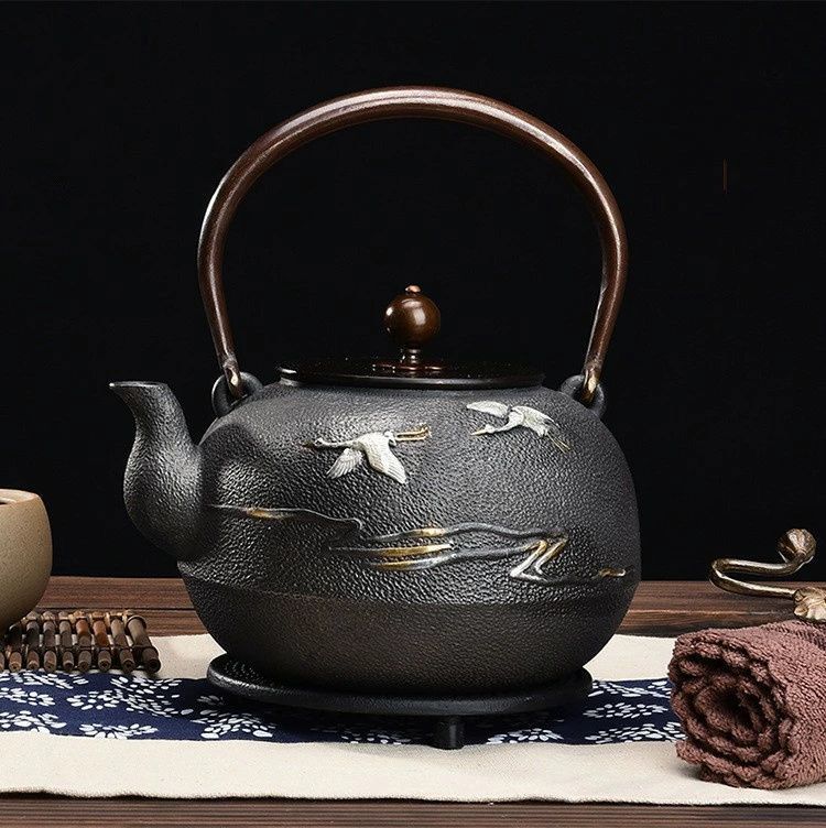 工芸鉄器 南部鉄器 南部鉄瓶 鉄瓶 鋳鉄ポット 茶器セット 工芸品 1.4L IH対応 お茶 茶道 日本茶 緑茶 敬老の日