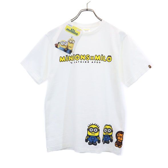 未使用 ベイプ ミニオンズ コラボ プリント 半袖 Tシャツ S 白 BAPE