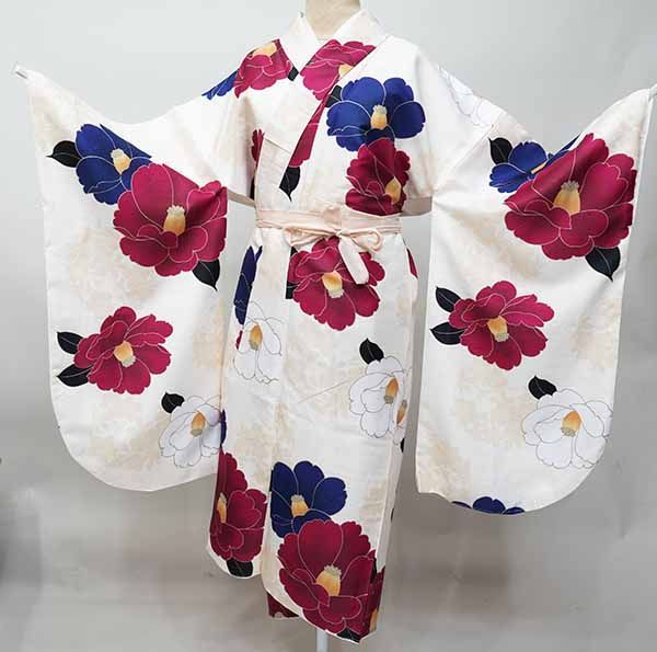 二尺袖着物 単品 仕立て上がり bonheur saisons ボヌールセゾン 着物丈はショート丈 アイボリー NO42127-03