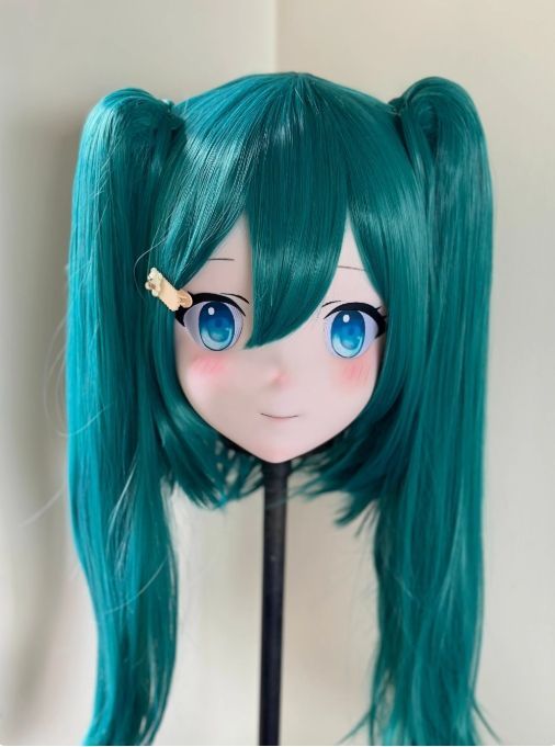 全頭マスク カツラ付き ロック付き NO.160 フルマスク ドール ヘッドロリータ人形 コスプレ 変身 仮装 着ぐるみ 二次元美少女