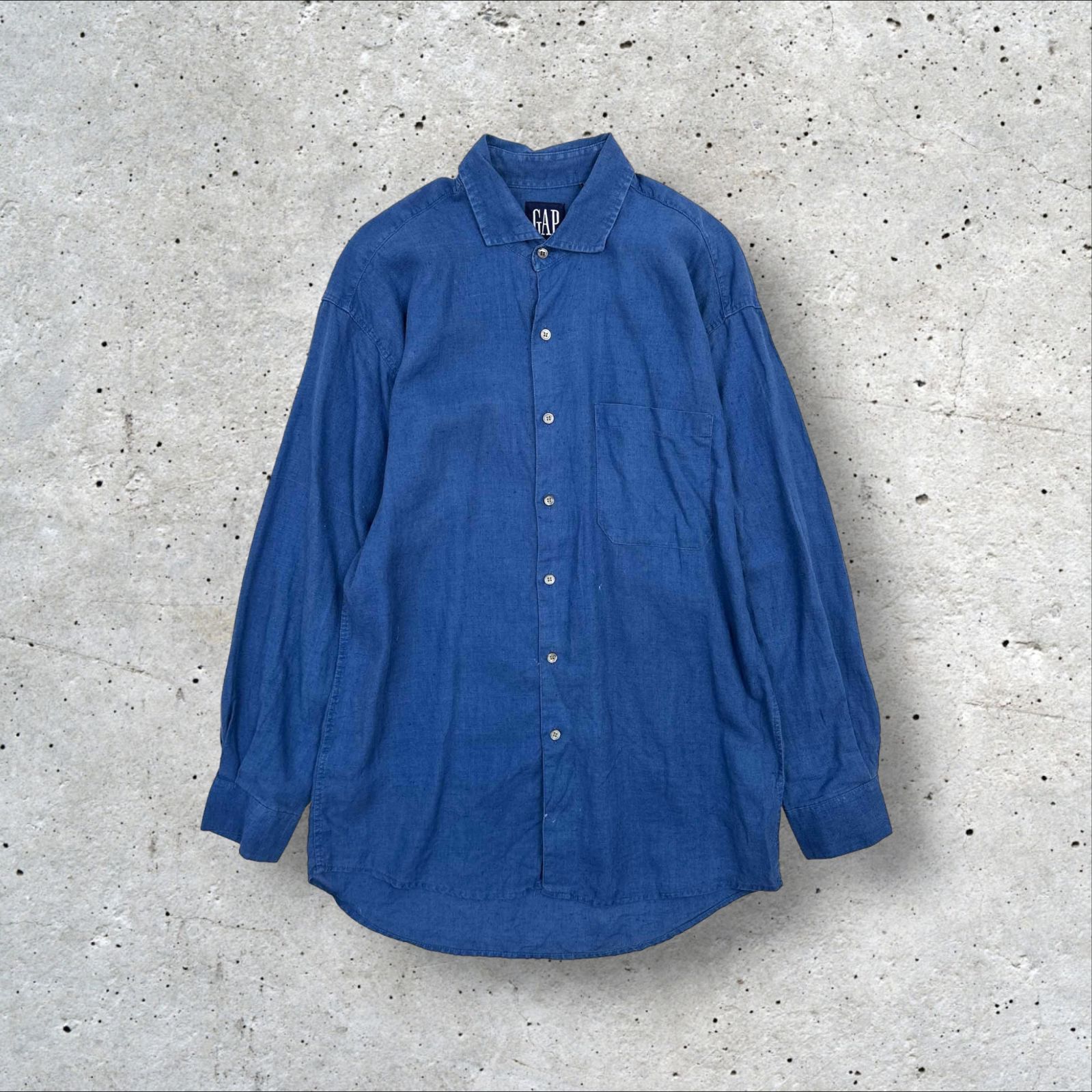 90s ヴィンテージ old GAP オールドギャップ 紺タグ 長袖 リネン